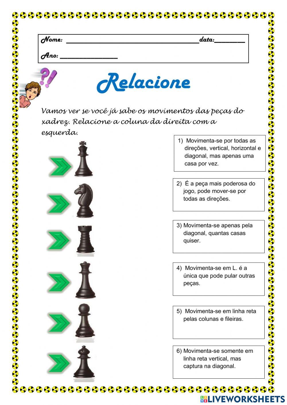 Jogo de tabuleiro - xadrez worksheet