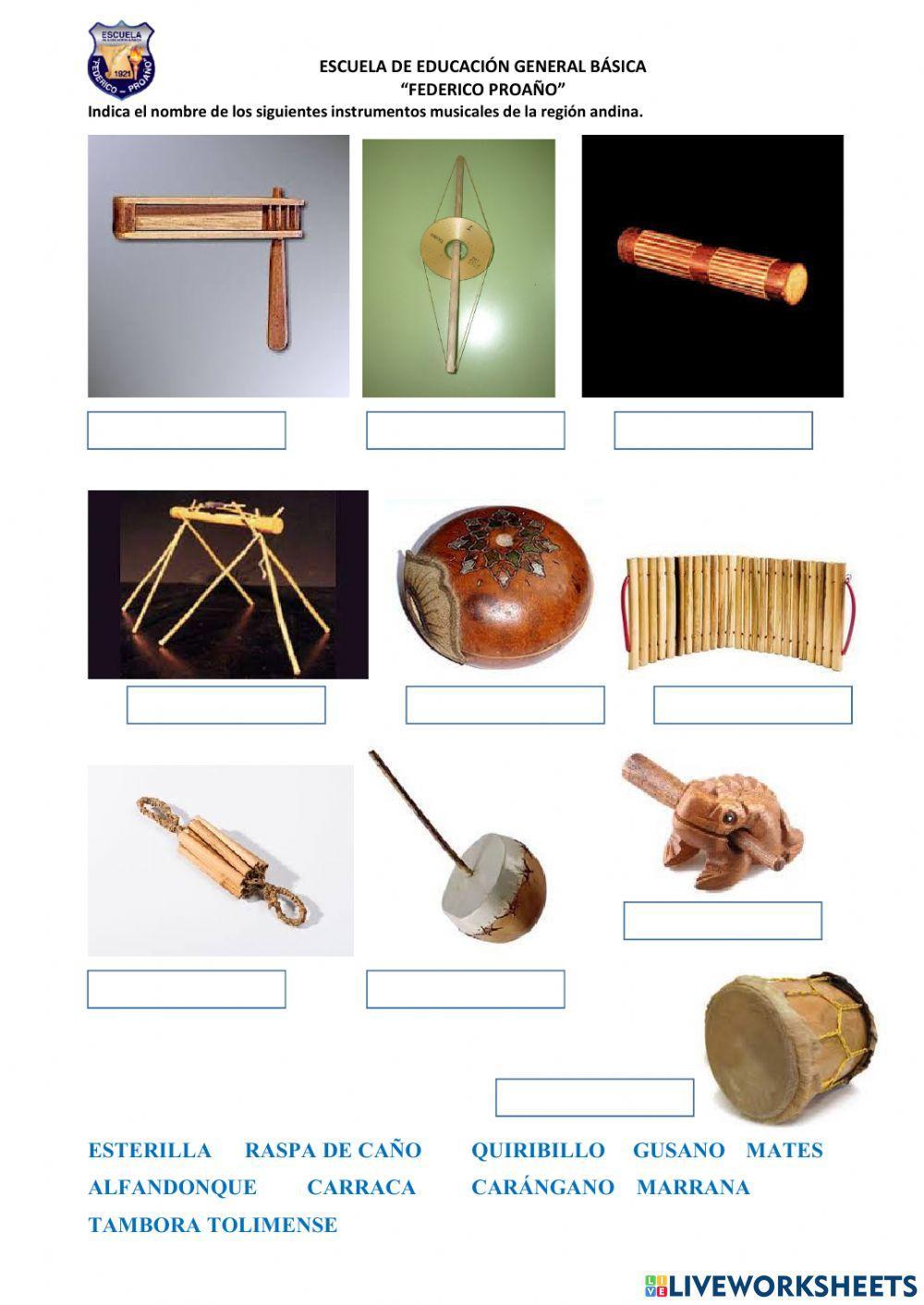 Instrumentos musicales andinos worksheet | Live Worksheets