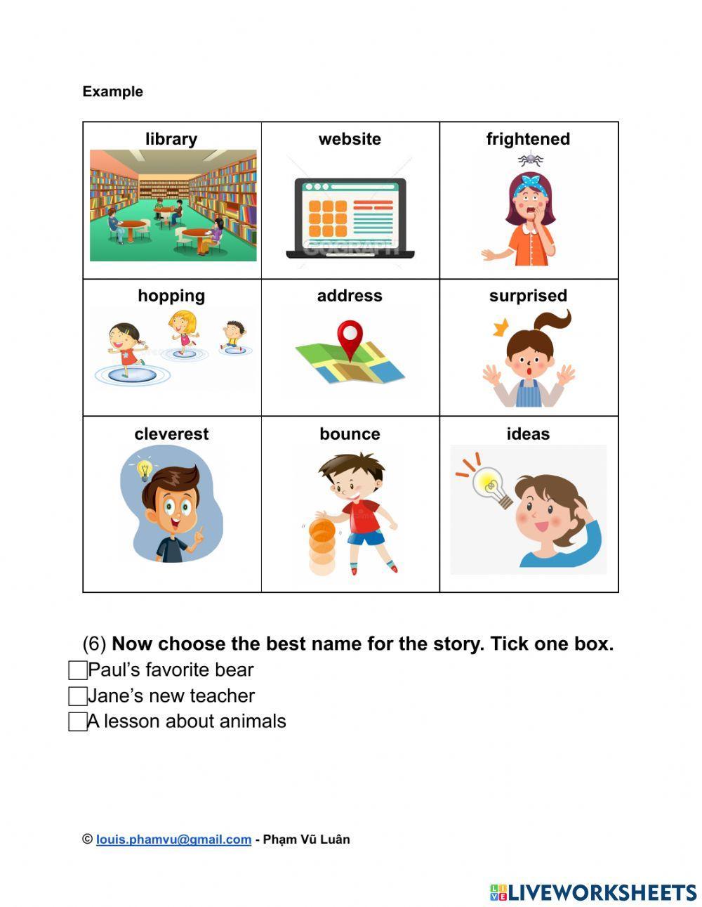 A1 Movers Reading & Writing Part 3 – Sample Test worksheet | Live Worksheets
