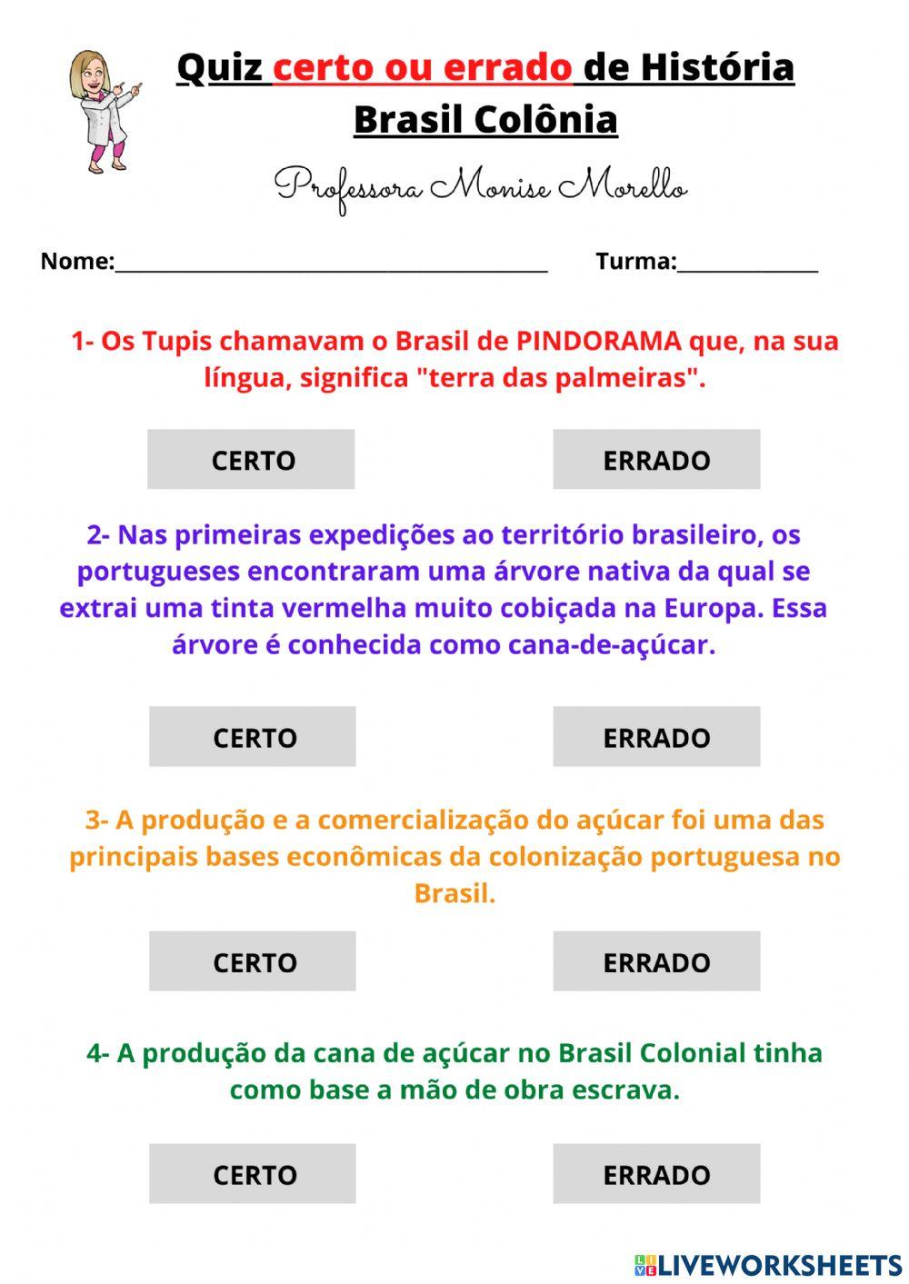 Teste Seus conhecimentos- Quiz História do Brasil - Parte 2