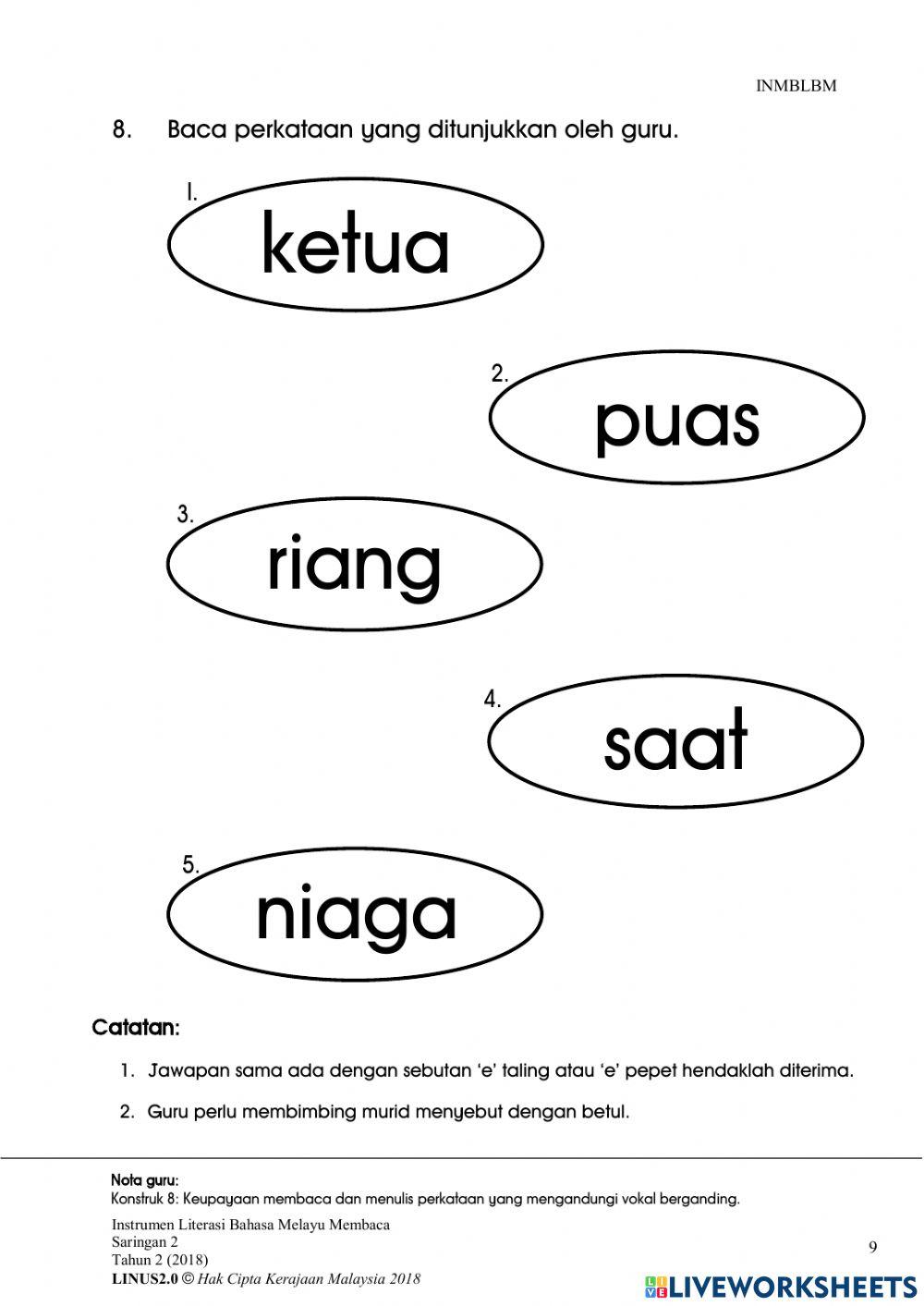 Instrumen Saringan Literasi Bahasa Melayu Membaca