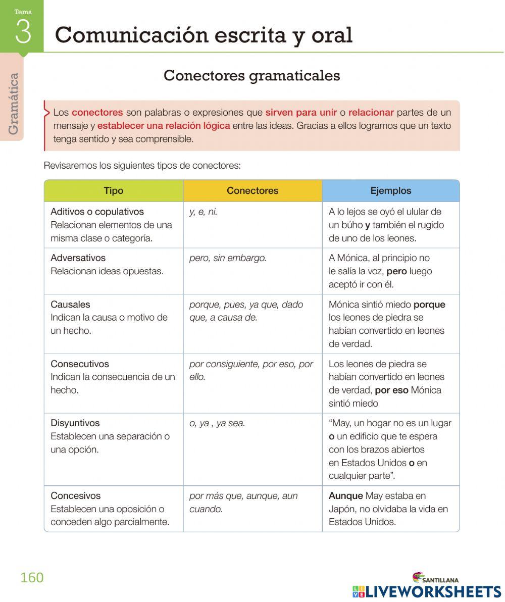 Conectores 4ºBásico online exercise for | Live Worksheets