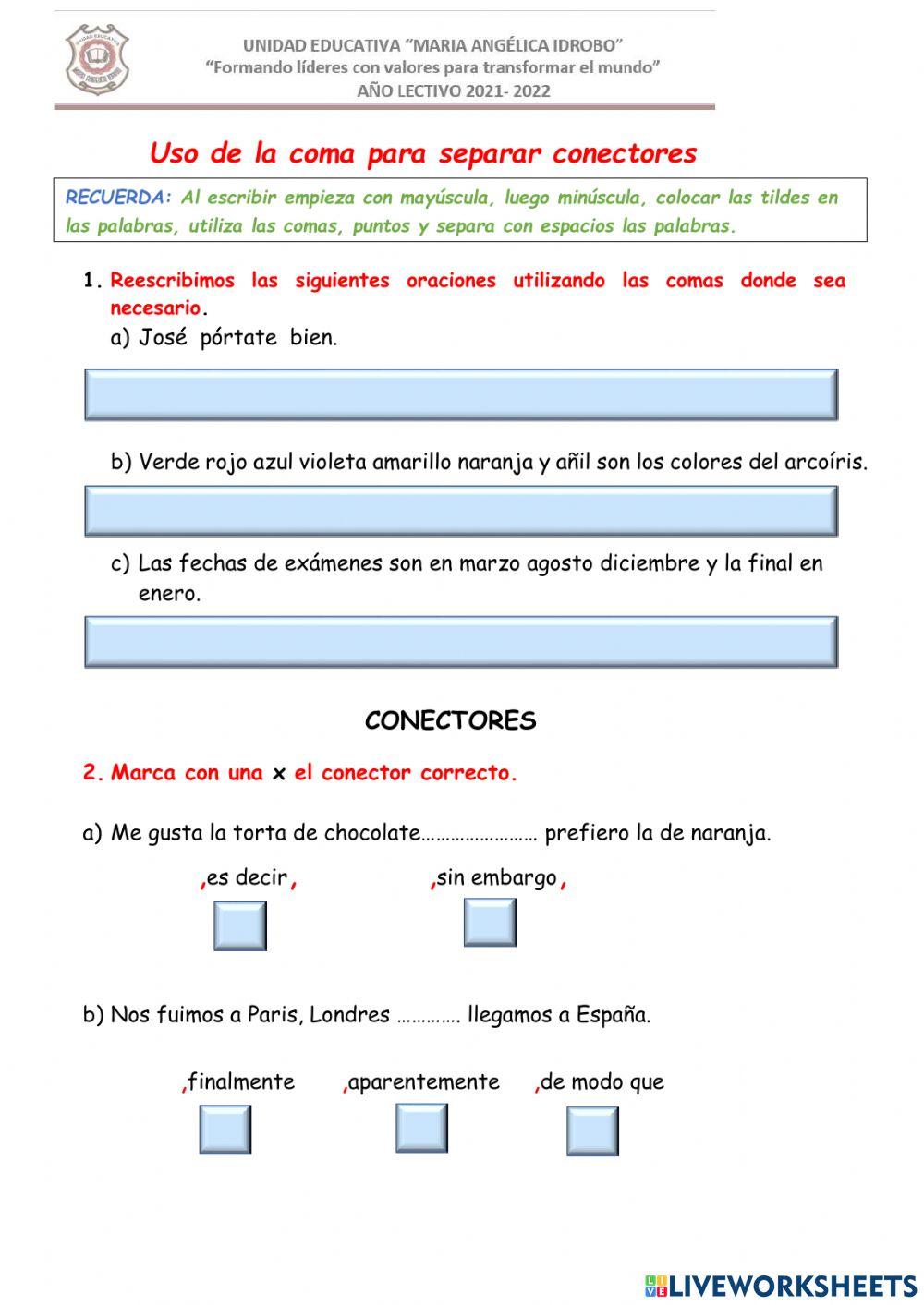 La coma online activity for 6to | Live Worksheets