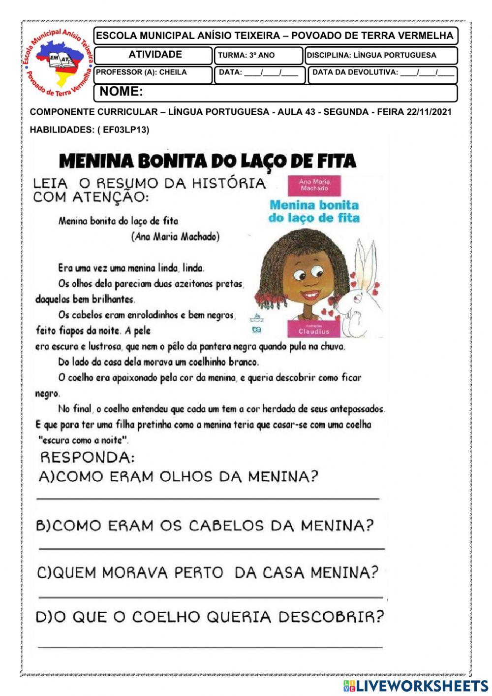 Menina bonita do laço de fita