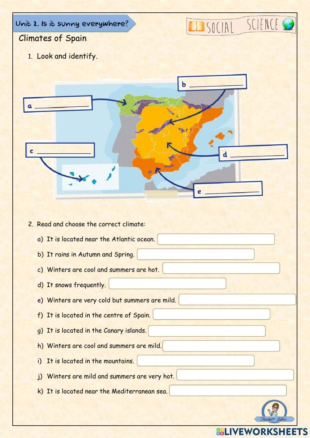 Climates of Spain | Live Worksheets