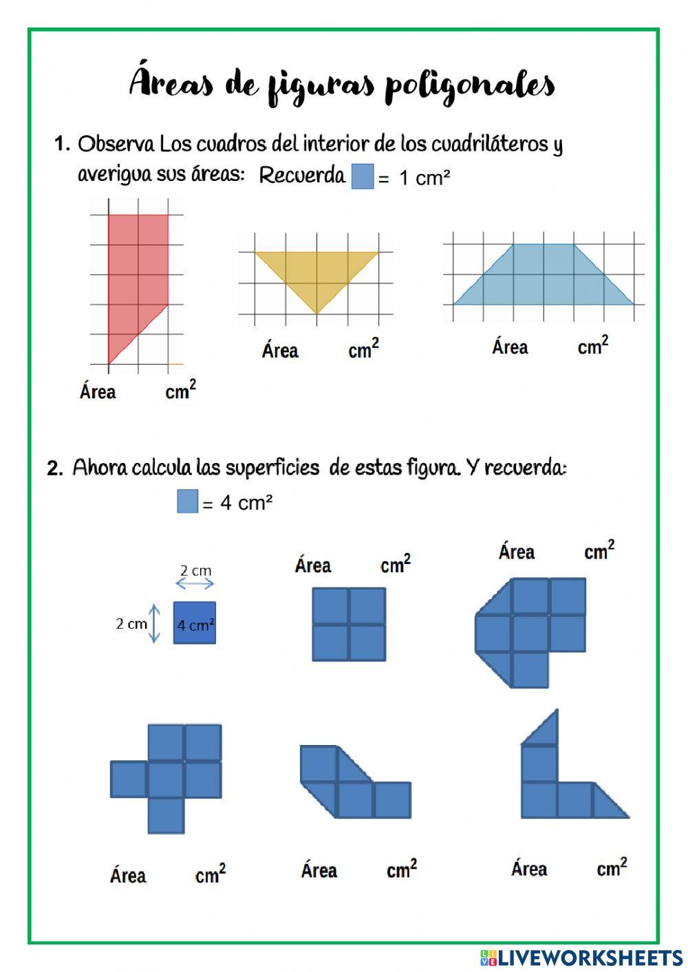 área de figuras poligonales interactive worksheet | Live Worksheets