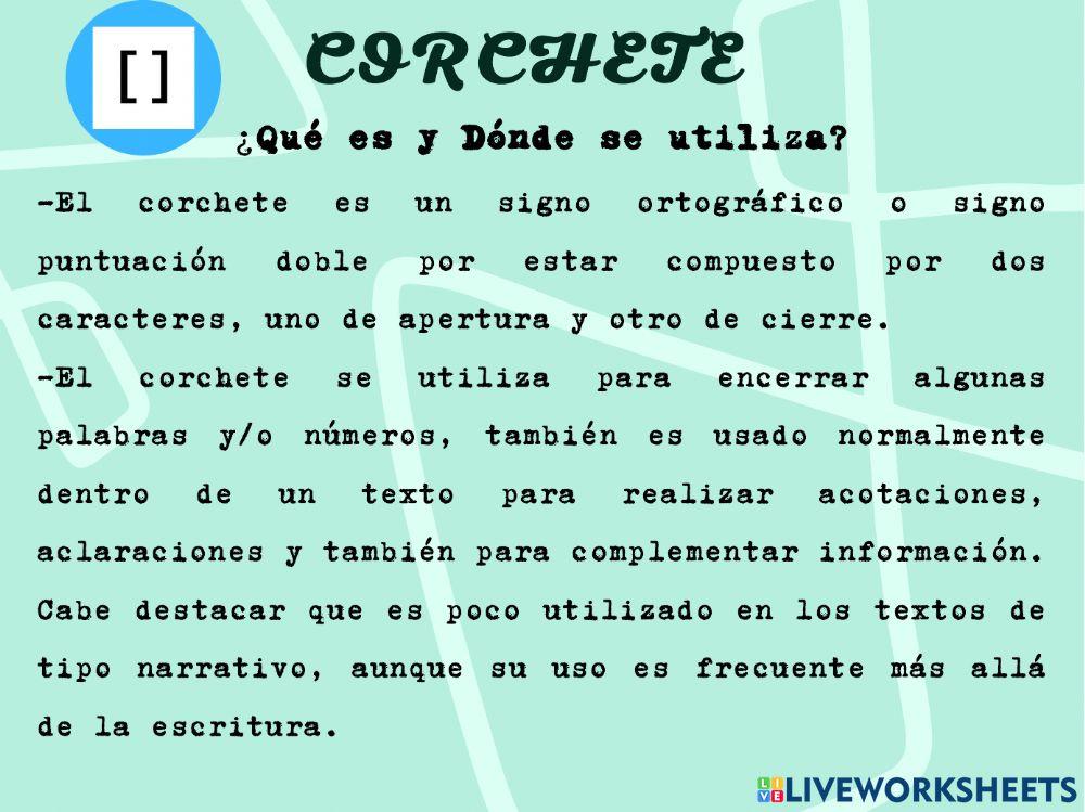Uso de Corchetes worksheet | Live Worksheets