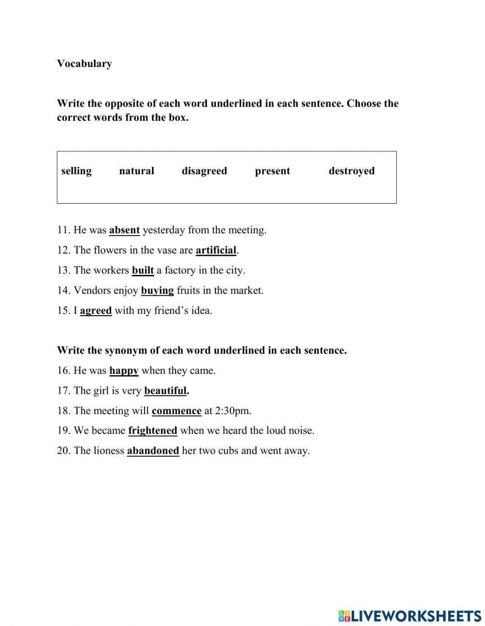 Std 4 Language Arts Test Term 1