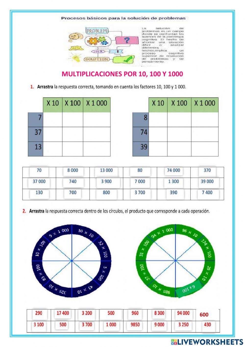 Multiplicaciones por 10,100 y 1000