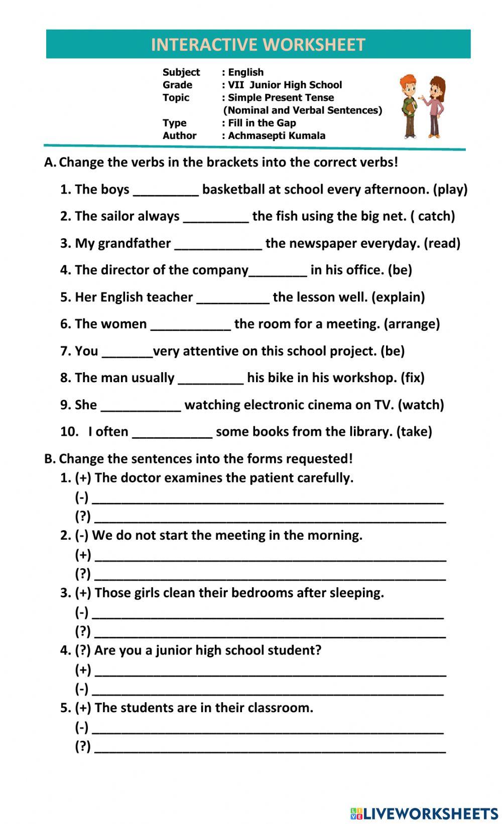Tenses in English, Verb Tenses Worksheet - Academy Simple