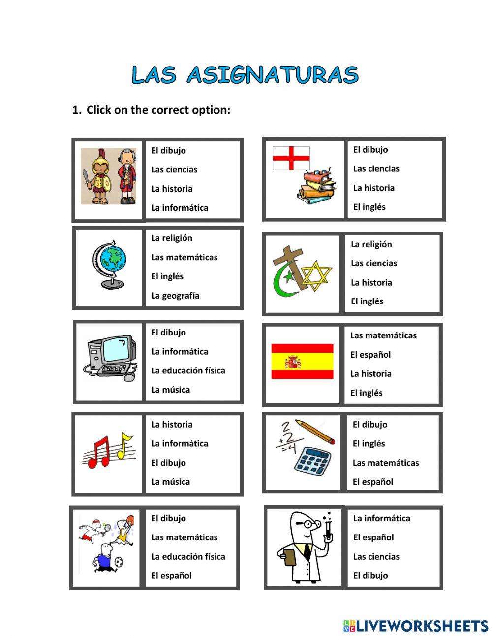 Las asignaturas online exercise for | Live Worksheets