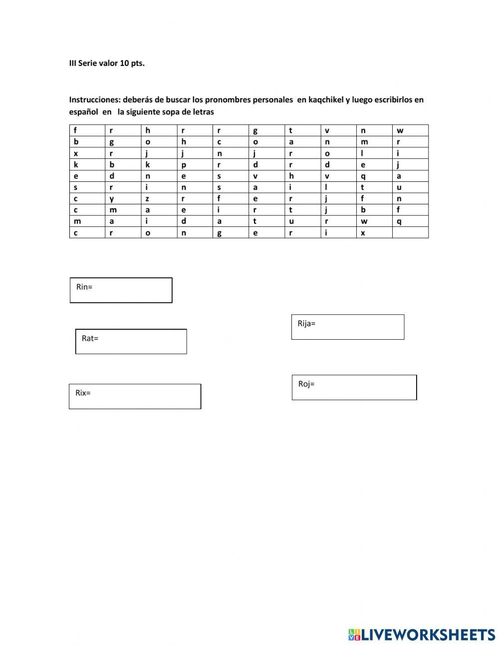 Examen  Lengua Maya