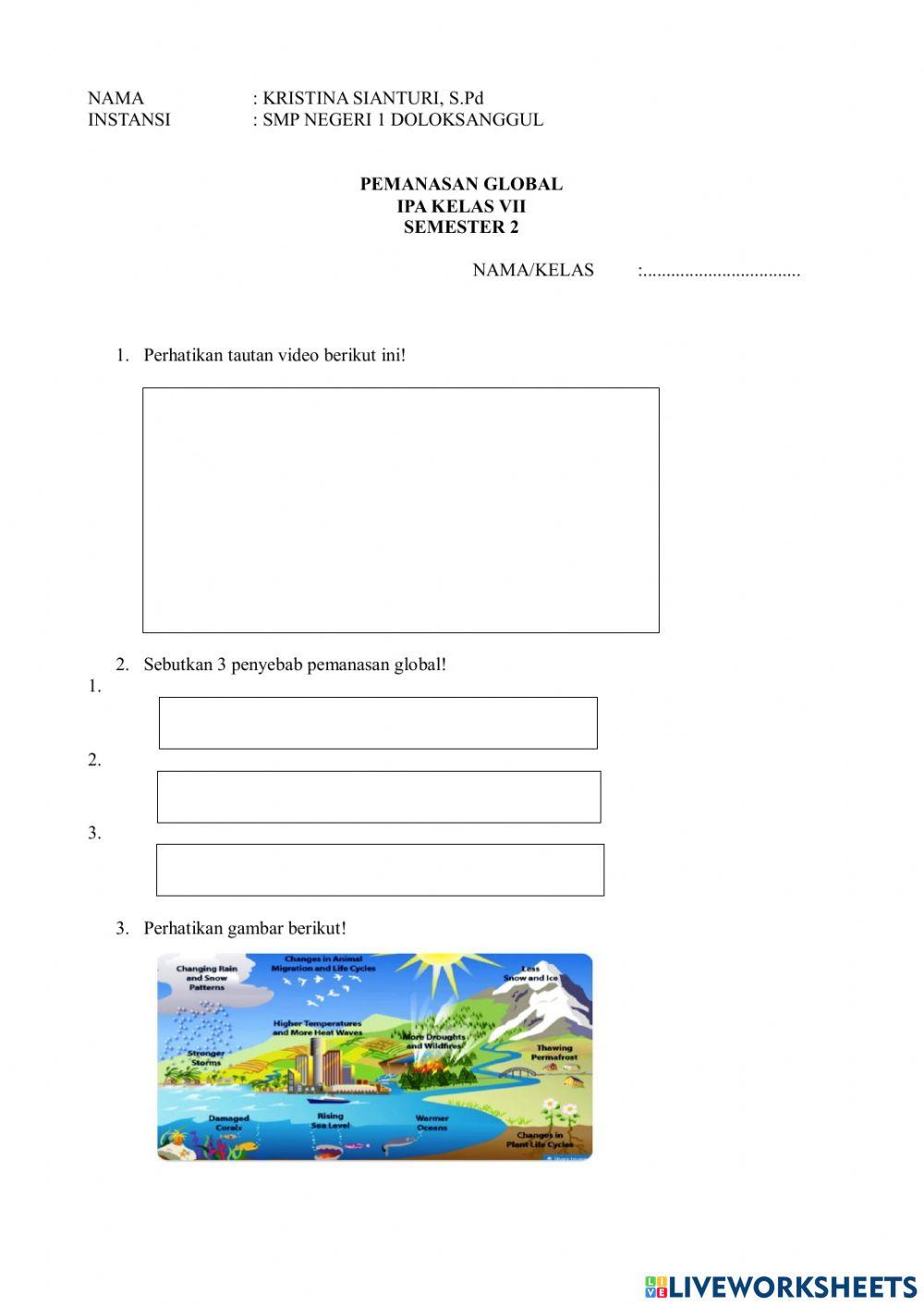 Liveworksheet pemanasan global