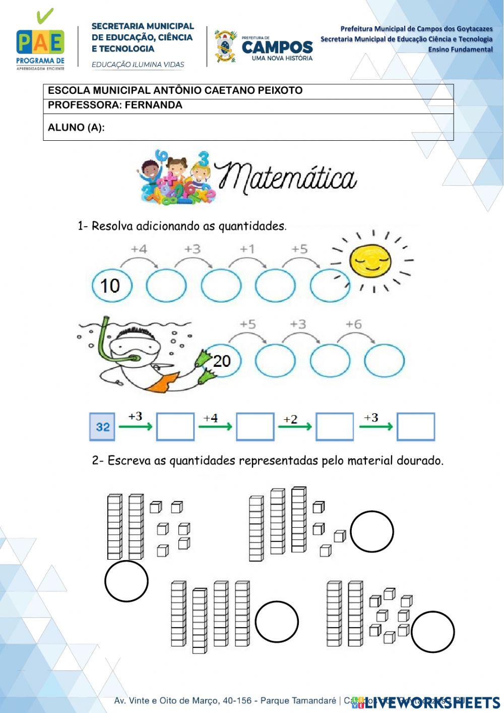 Matemática online exercise for 2 ano