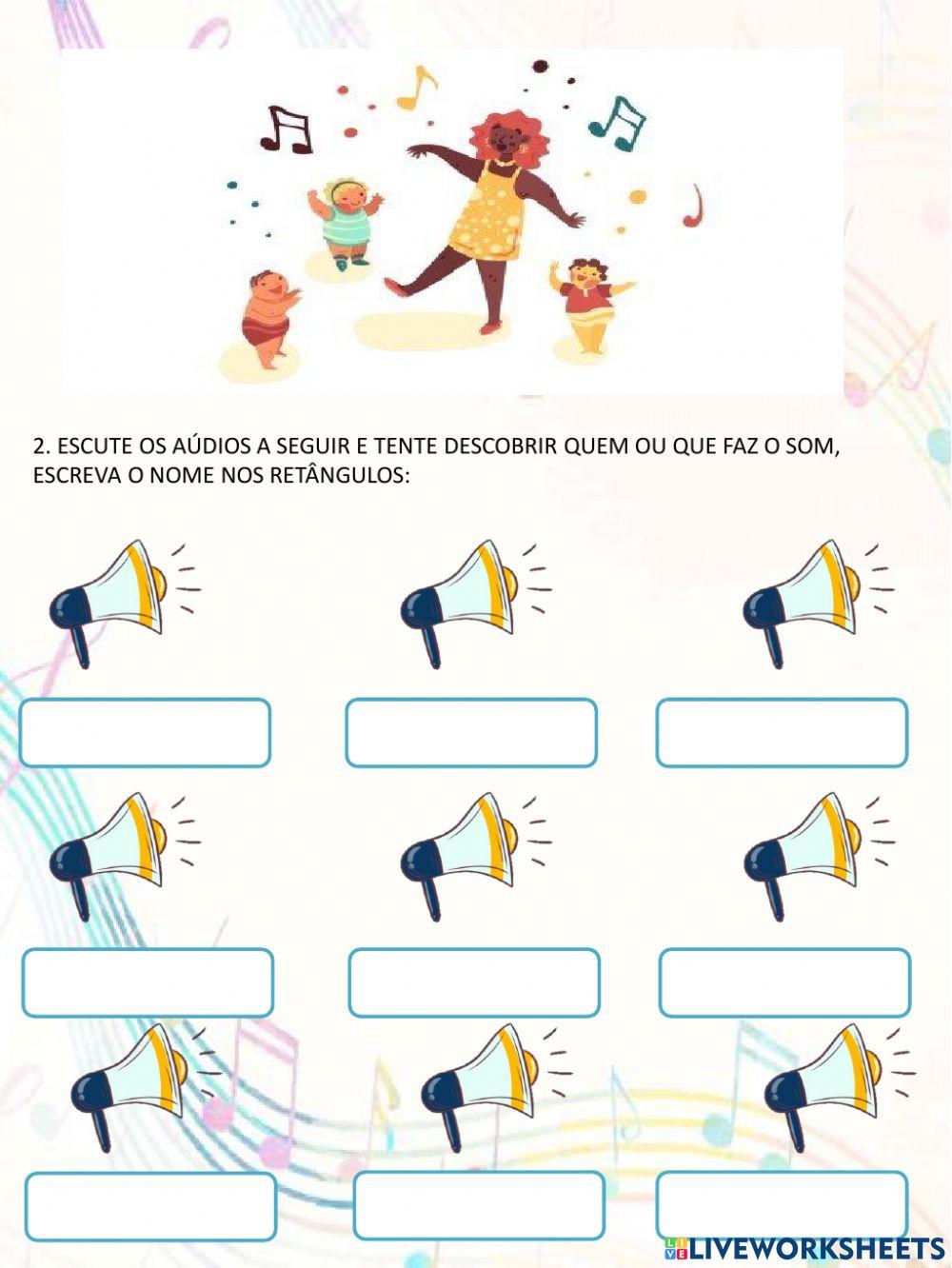 Sons do corpo e do ambiente worksheet | Live Worksheets