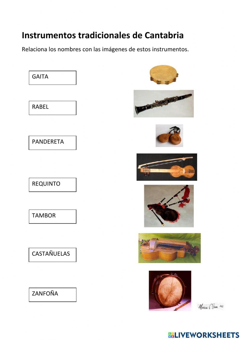 Instrumentos Musicales del Folclore de Cantabria worksheet | Live Worksheets