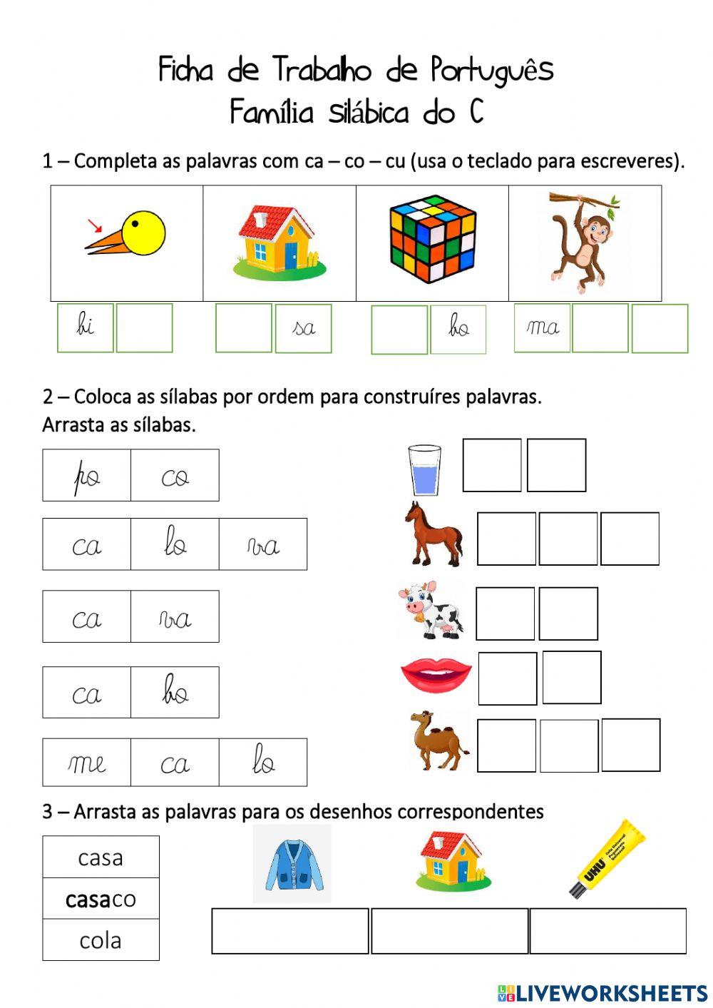 Português - C-c worksheet | Live Worksheets