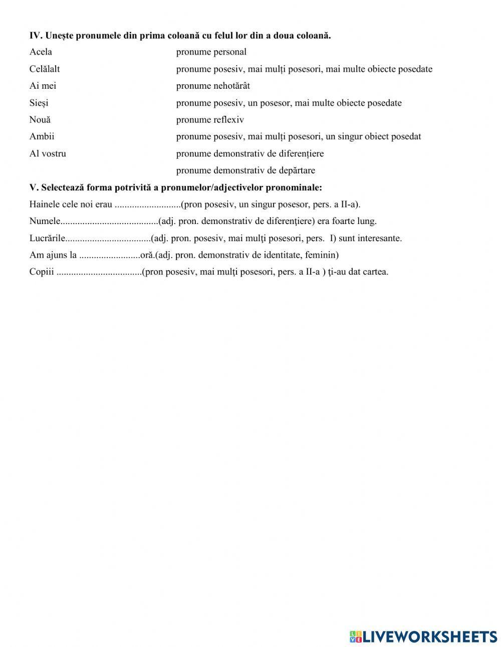 Pronumele interactive activity | Live Worksheets