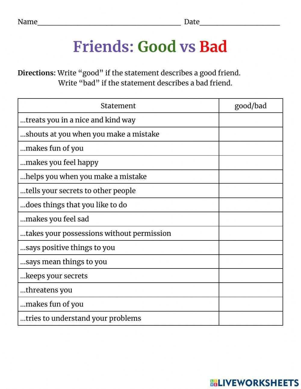 Friends: Good vs Bad