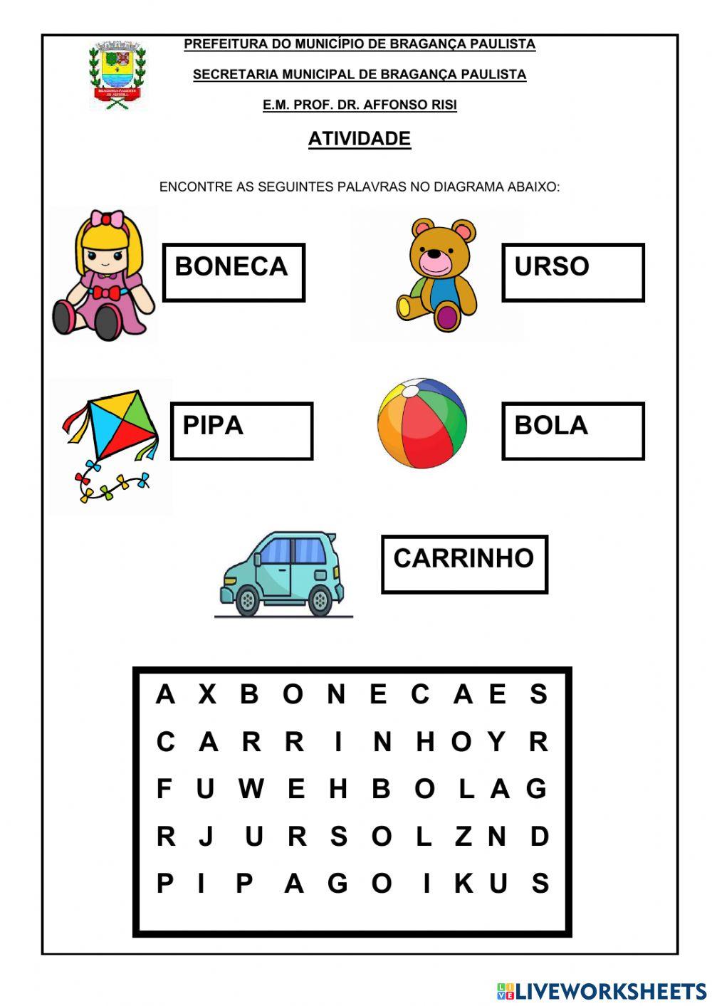 Caça palavras para educação infantil e alfabetização - Educador