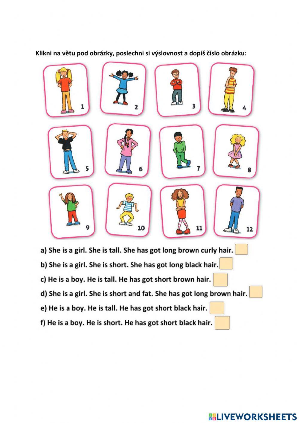 Describing people online exercise for Pre-intermediate | Live Worksheets