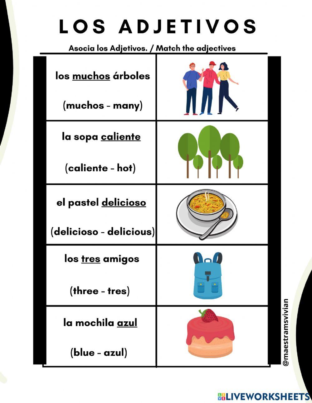 Los Adjetivos exercise for Primary / Intermediate | Live Worksheets