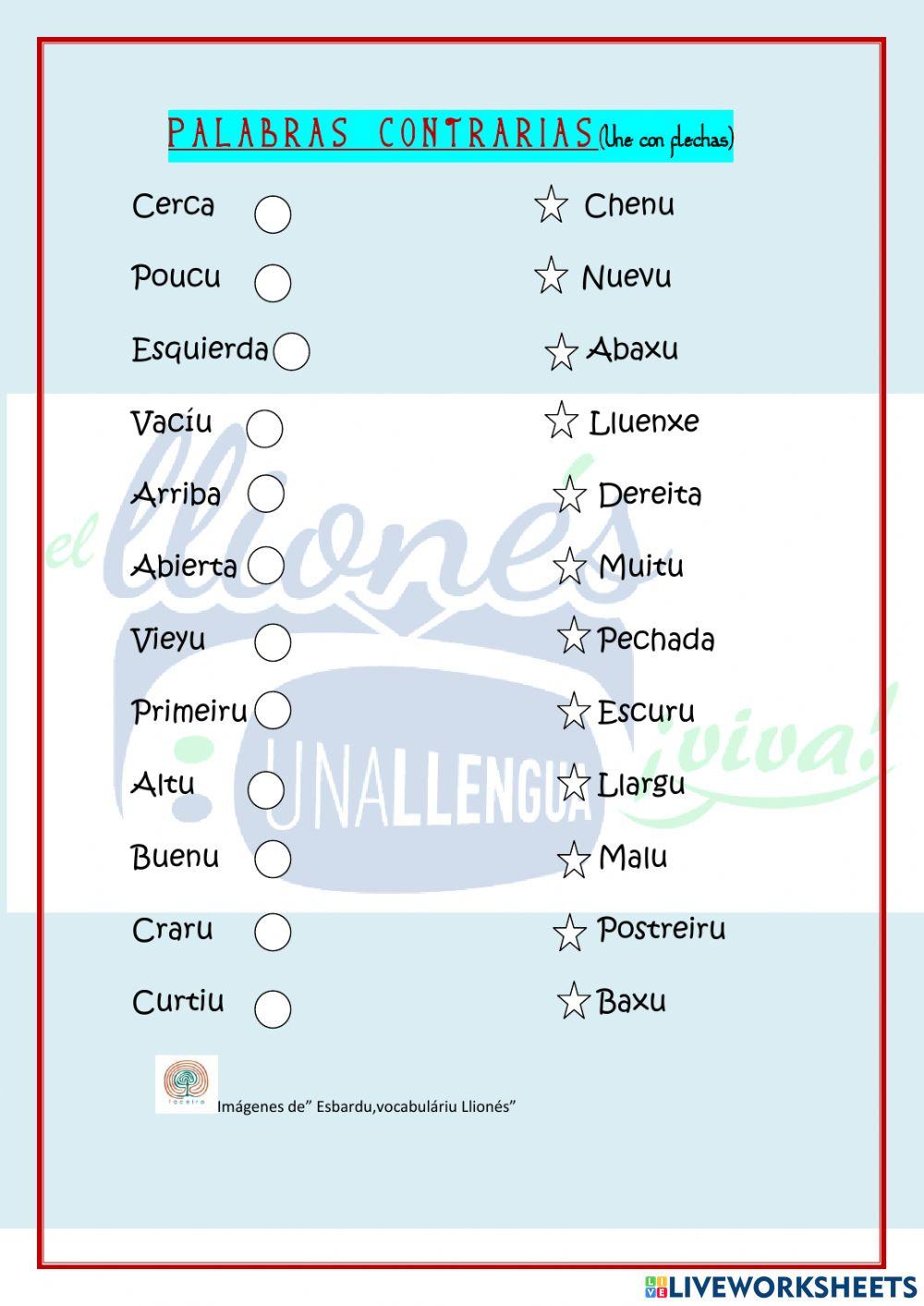 Llionés. PALABRAS CONTRARIAS.2º primaria Llionés. PALABRAS CONTRARIAS.2º primaria