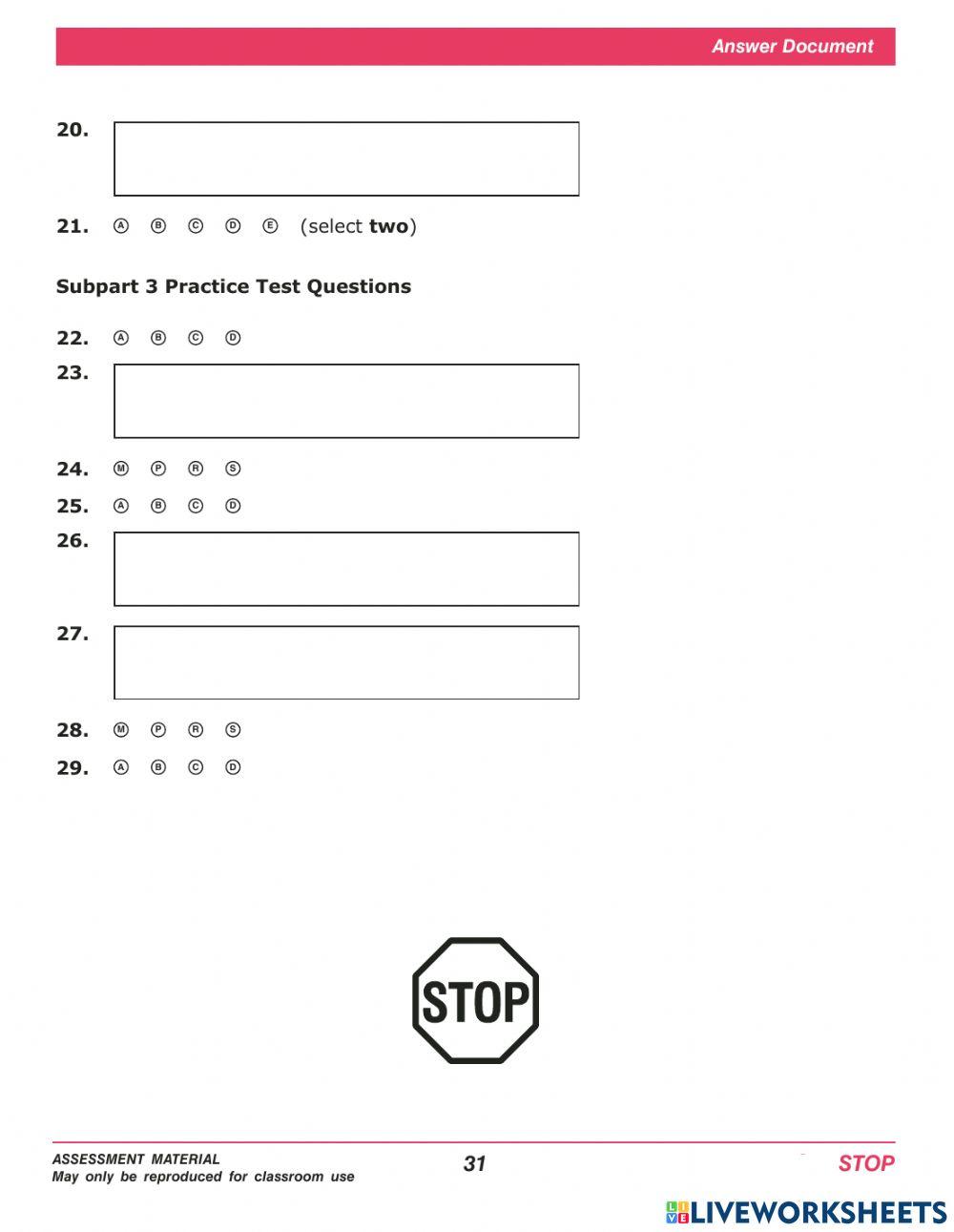 TCAP Answer sheet