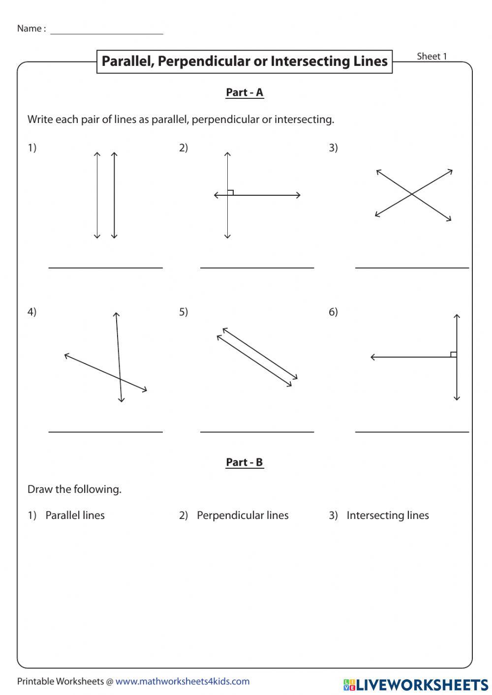 Types of Lines-Worksheet