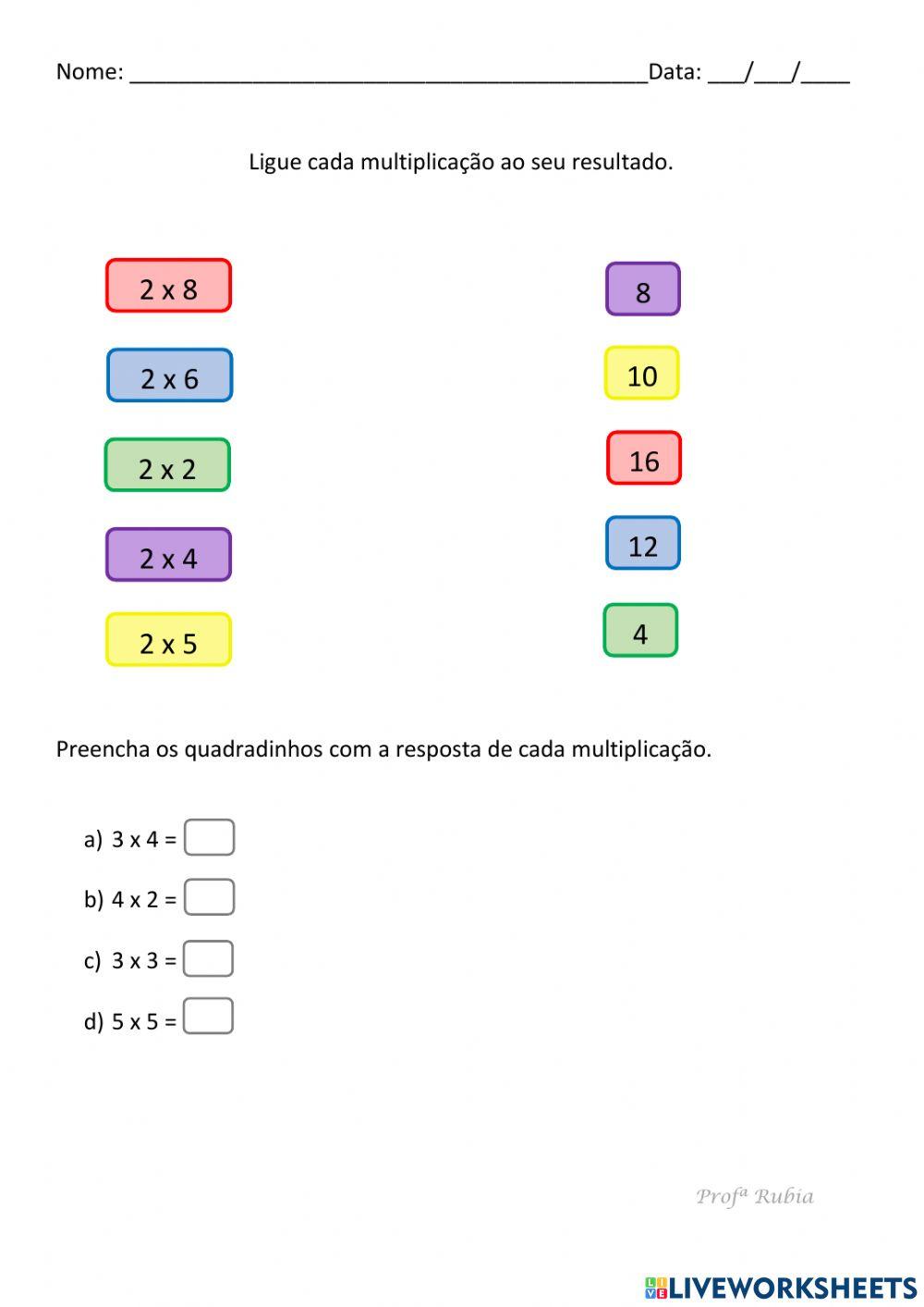 Multiplicação - Parte II - Planos de aula - 2º ano