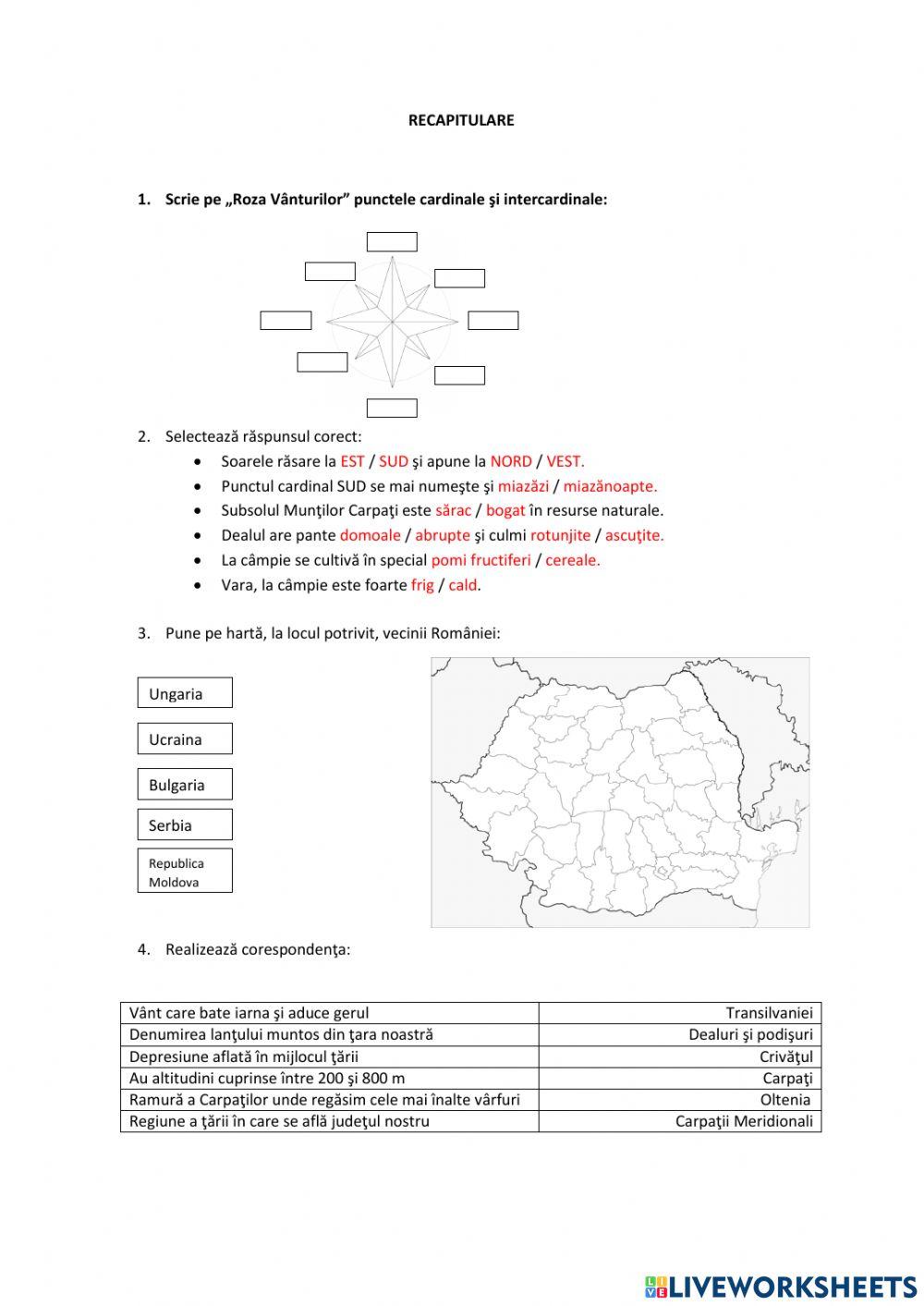 Geografie - Recapitulare online exercise for | Live Worksheets