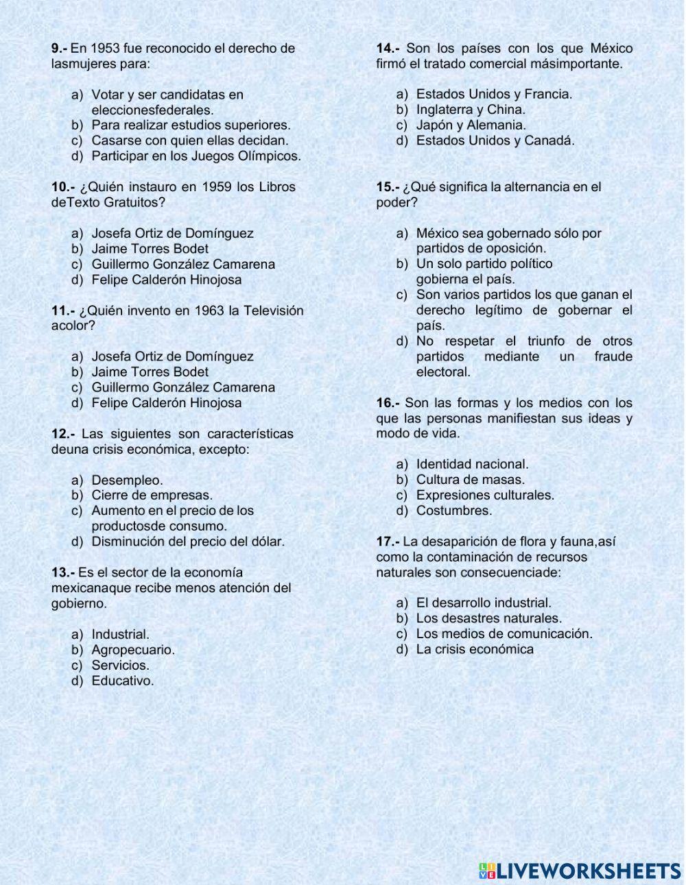 Evaluación tercer trimestre 5° historia