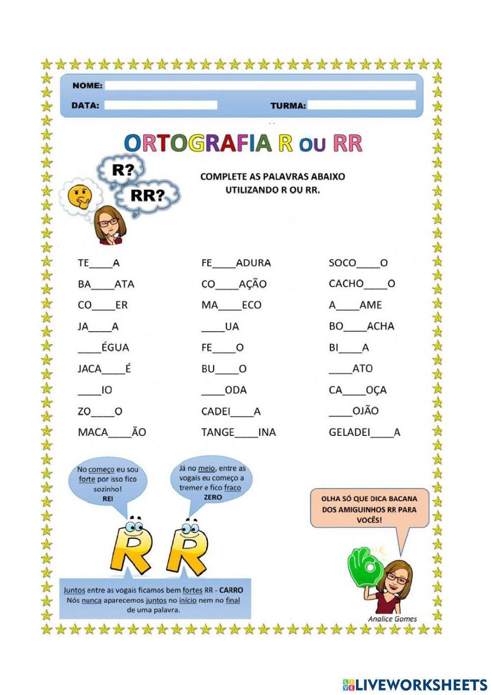Ortografia r-rr online exercise for