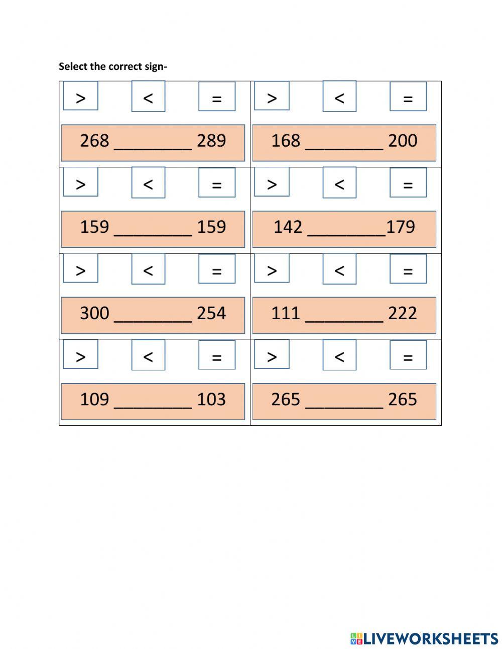 Comparing-short form