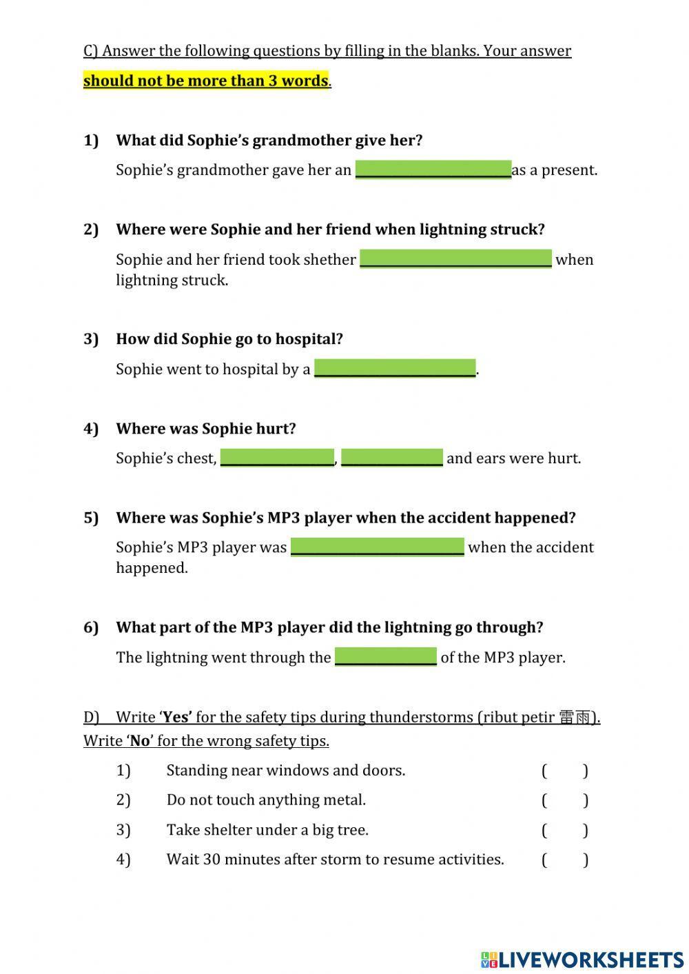 Saved By An MP3 Player interactive worksheet | Live Worksheets