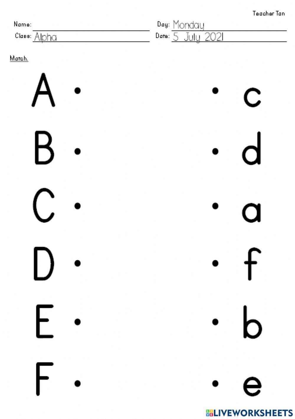 Alphabet online exercise for PPKIP | Live Worksheets