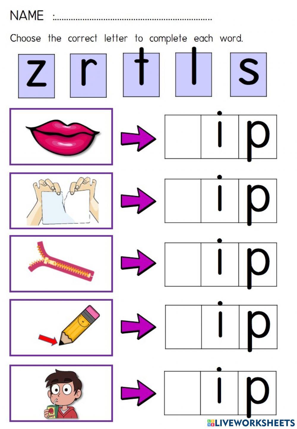 ip Word Family interactive worksheet | Live Worksheets