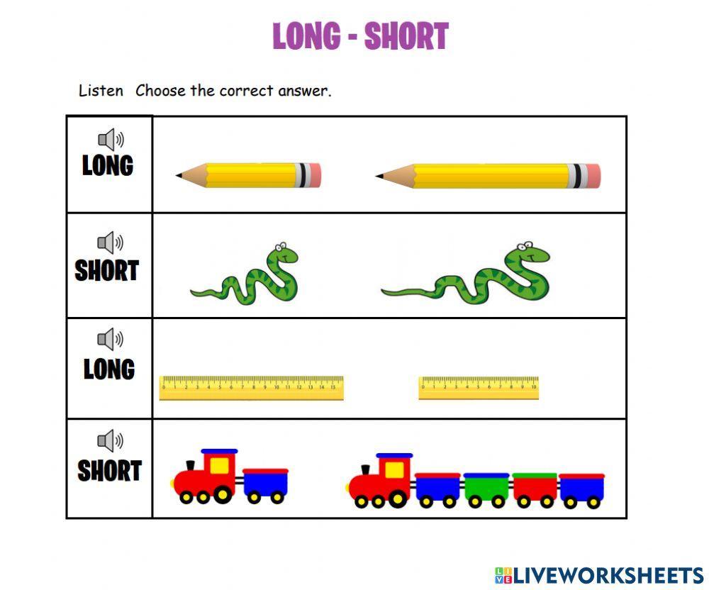 Long short interactive worksheet | Live Worksheets