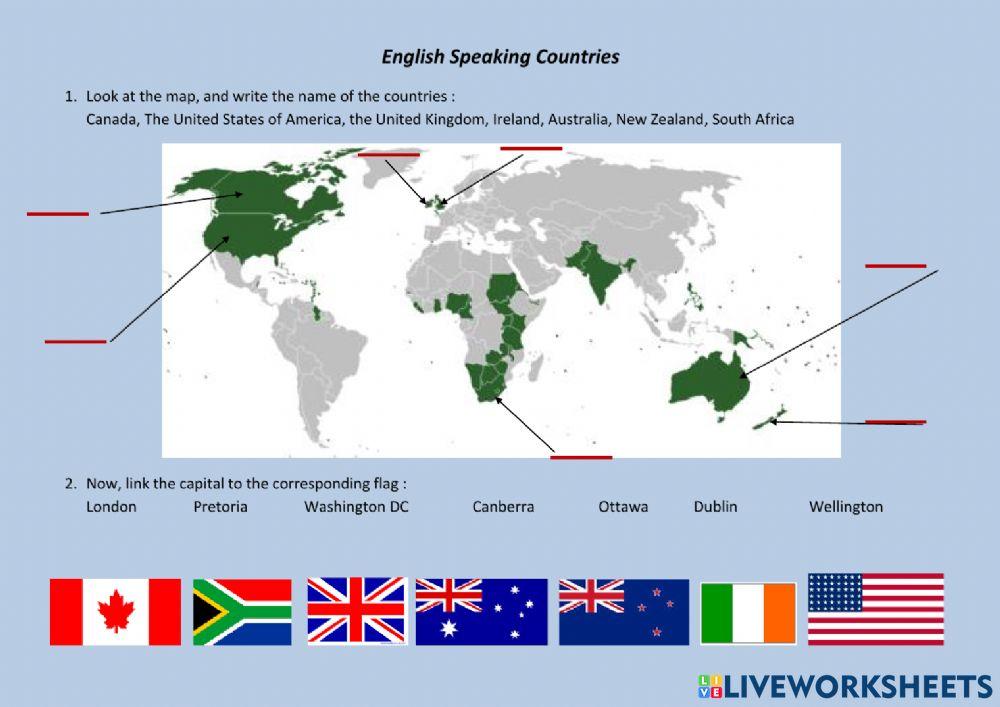 The English-speaking world worksheet | Live Worksheets