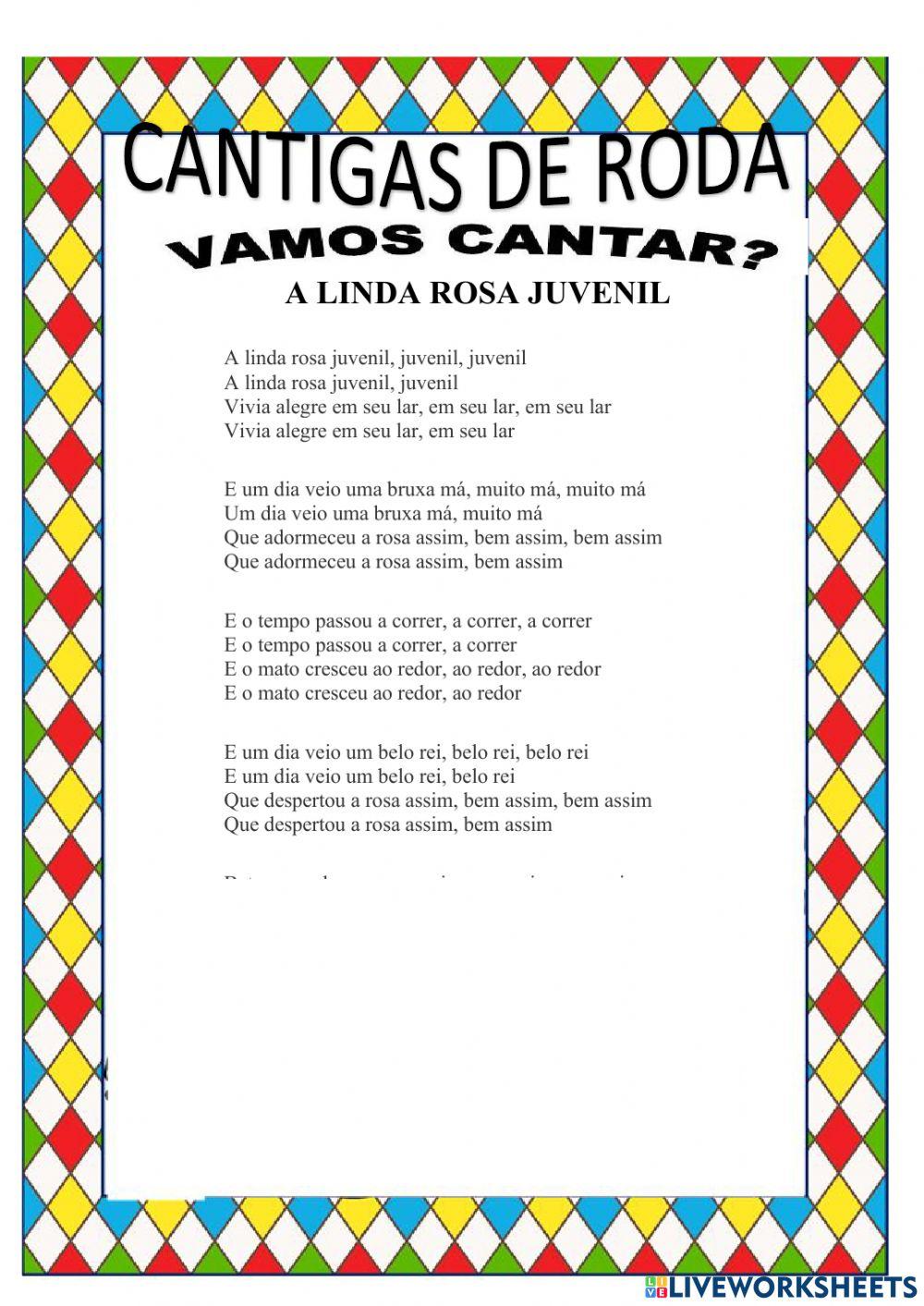 Cantigas: A linda Rosa Juvenil... worksheet | Live Worksheets