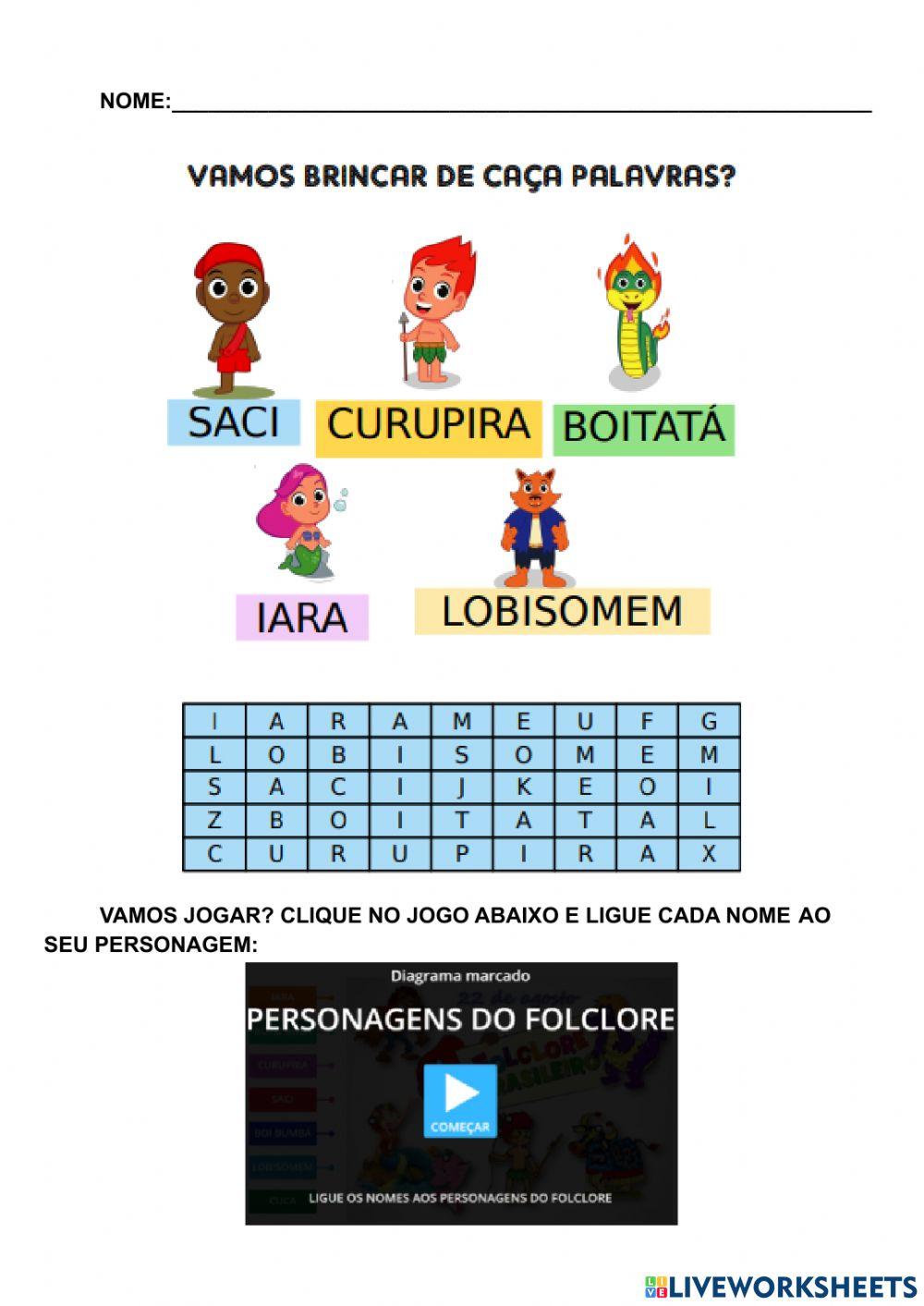 Caça palavras - diagrama wordwall worksheet