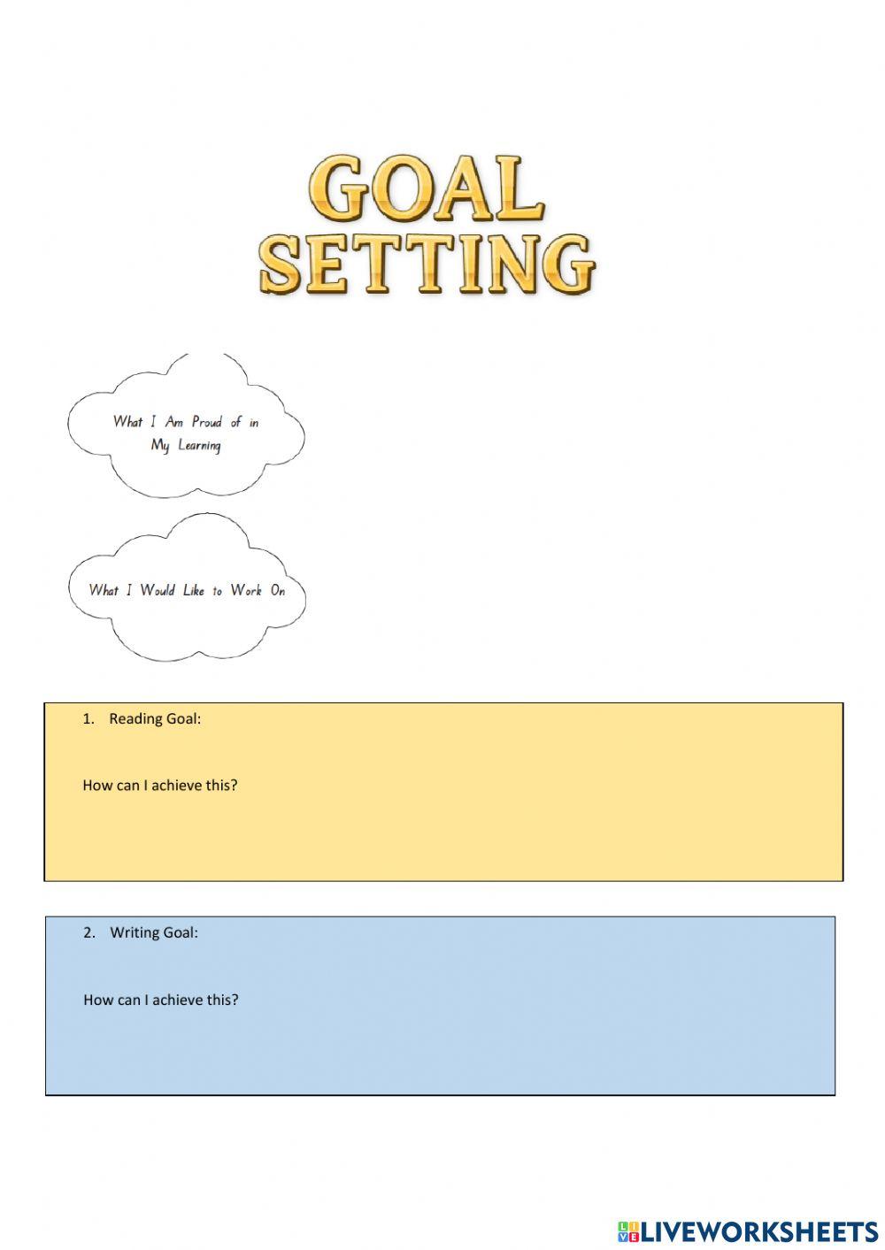 Grade 5 Goal setting worksheet worksheet | Live Worksheets