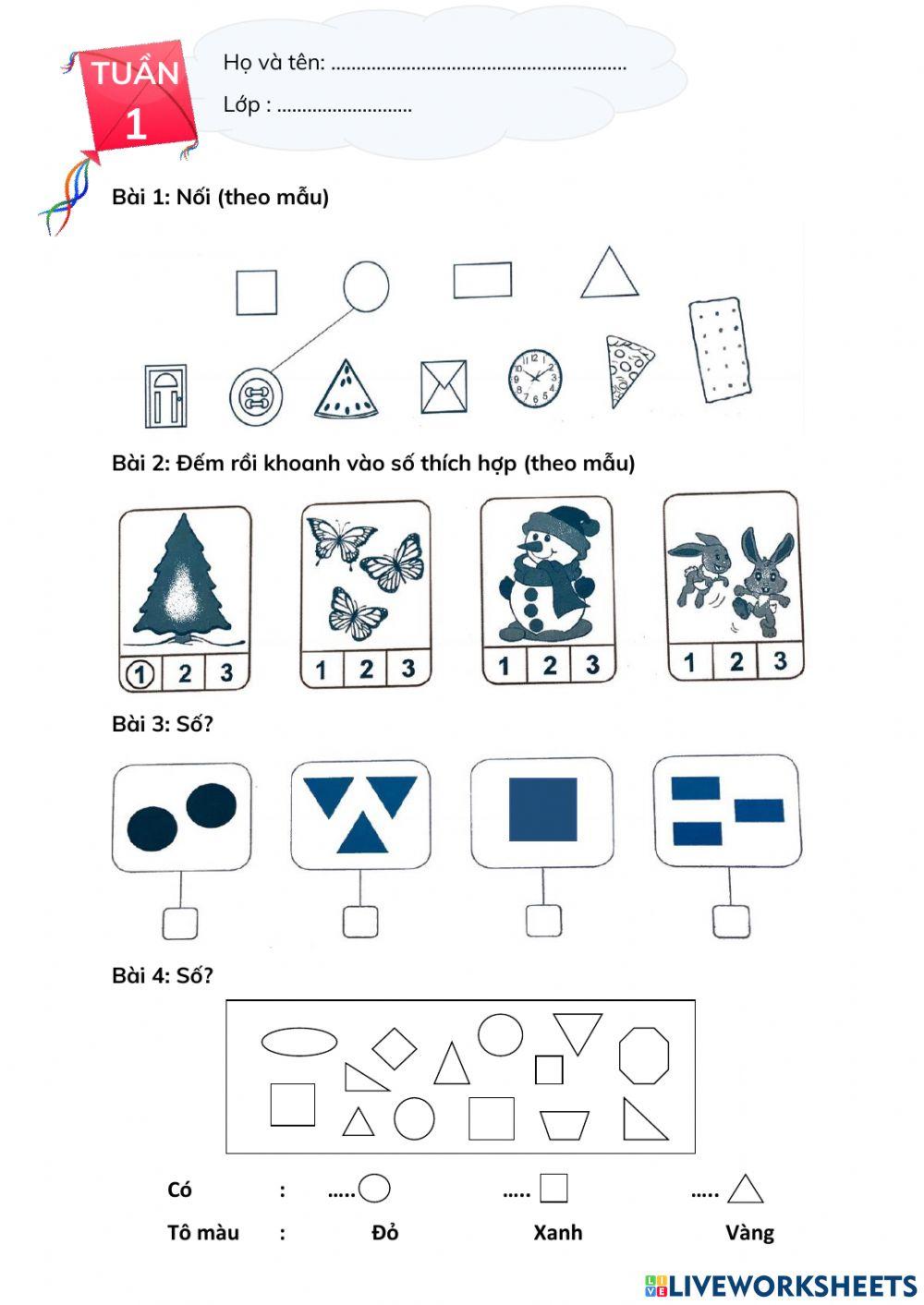 Phiếu BTCT Toán - Tuần 1 - CD