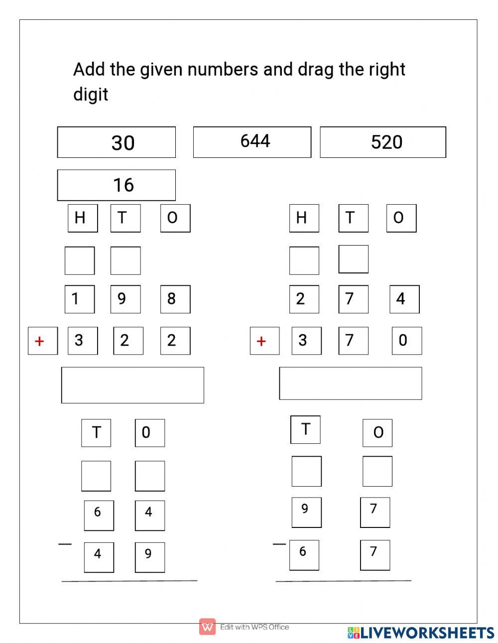 Worksheet of math