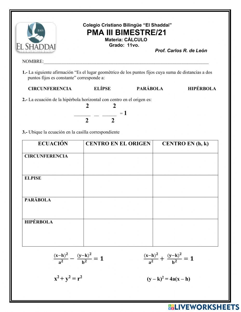 PAM CÁLCULO (III BIM-21) online exercise for | Live Worksheets