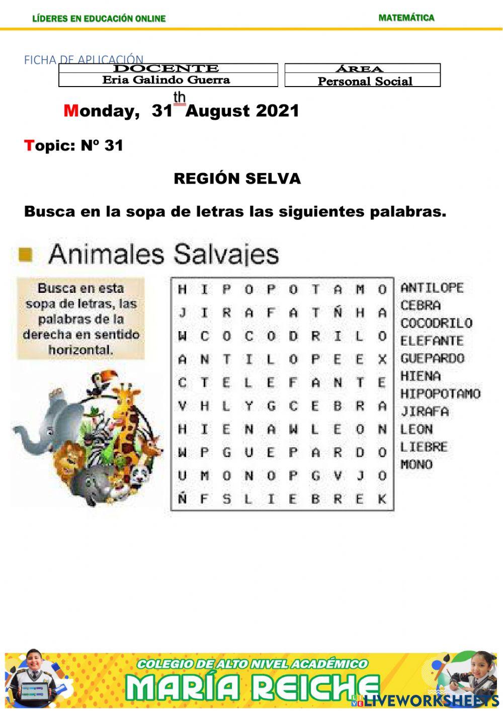 Animales de la selva