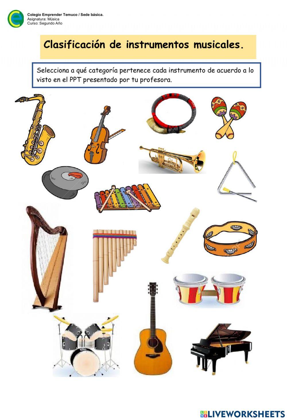 Clasificación instrumentos musicales activity | Live Worksheets