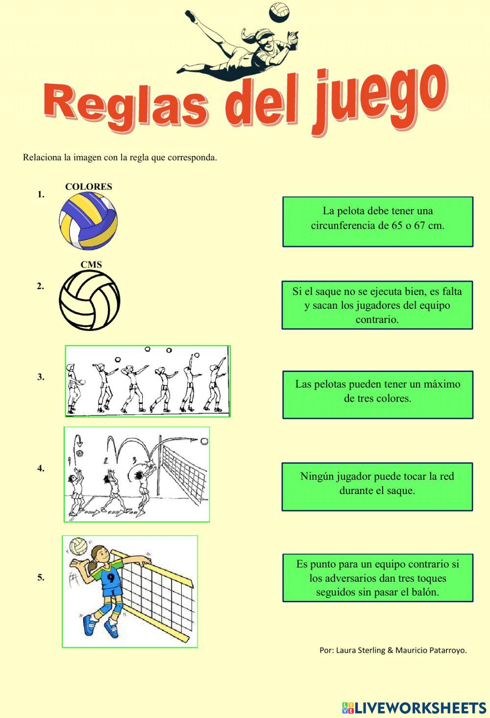 Reglas Básicas del Voleibol 1 y 2 worksheet | Live Worksheets