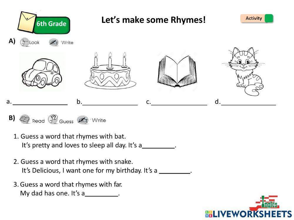 Rhymes 6th Review worksheet | Live Worksheets