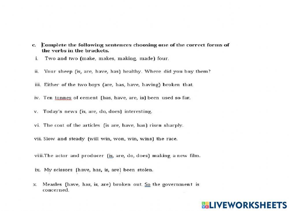 Choose the correct alternative from the options provided: online exercise  for | Live Worksheets